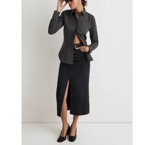 NWT Madewell Gray Darted Button-Up Shirt Sz 6 (Regenerative Chino Cotton)